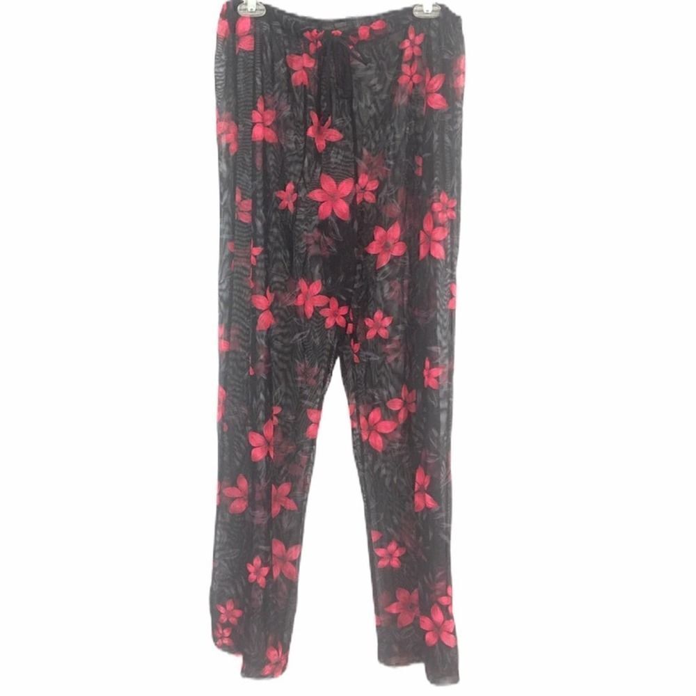 Carol Wior Floral Sheer Swimsuit coverup Pants Size L/XL